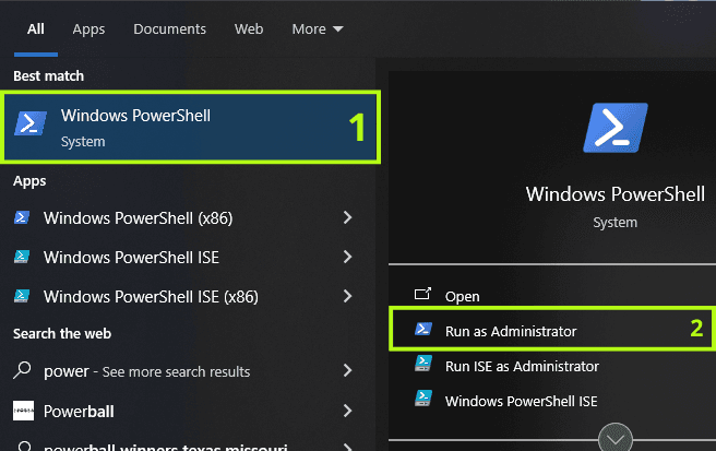 Open PowerShell as Admin